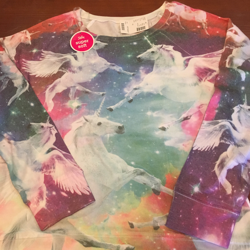 Justice Super Soft Girls 12 Unicorn Print LS Top